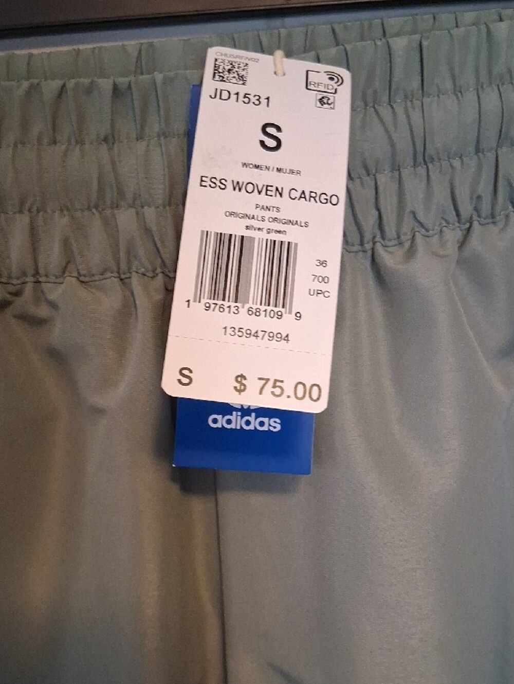 adidas Sage Green Cargo Wide-Leg Track Pants - Picture 2 of 13